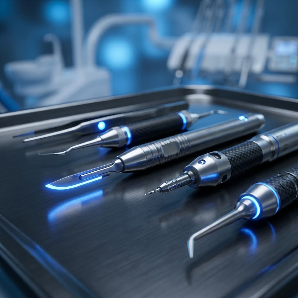 Close-up of precision surgical instruments