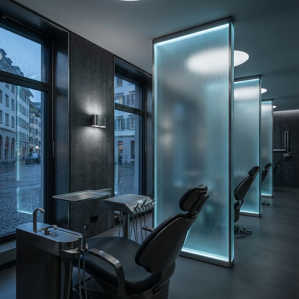 Interior treatment suite at the Zurich clinic concept